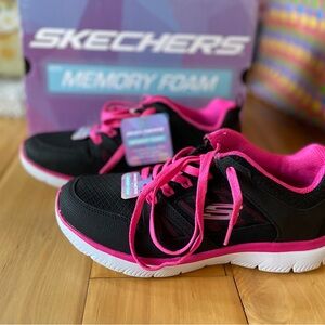Skechers Black and Pink Athletic Shoes
